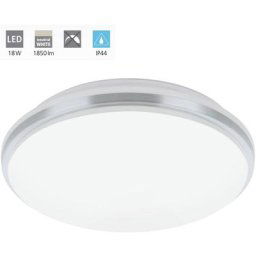 Eglo - Pleilt Pinetto Plastic White, chrome led 18W 4000K h: 6,5 cm Ø34 cm