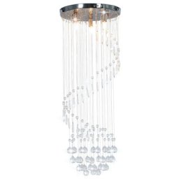 Plafonnier Moderne | Lustre Luminaire avec perles de cristal Argenté Spirale G9 82477 - Argent