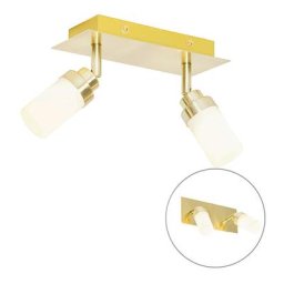 Japie - Spot mural et plafond Moderne - 2 lumière - l 22 cm - Doré/Laiton - Moderne - Salle de