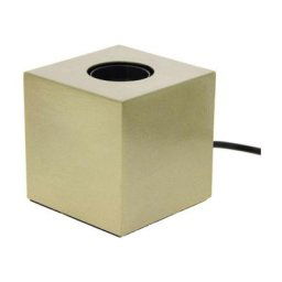 Xanlite - Lampe à poser cube en métal couleur laiton, compatible culot E27, IP20, 60W puissance max