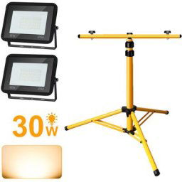 Swanew - Projecteur de chantier led avec trépied IP66 Jardin Projecteur led extérieur Spot 2X30W