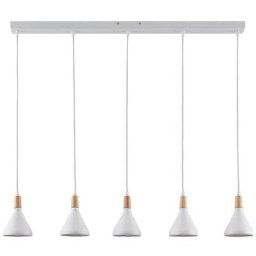 Lindby - Suspension à intensité variable 'Arina' en métal pour salon & salle à manger - blanc, bois