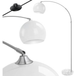 Lampe à arc avec pied en marbre stable hauteur réglable 146-220 cm blanc - interrupteur à pied