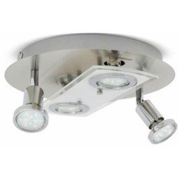 Plafonnier led rond métal verre luminaire plafond salon 4 spots GU10