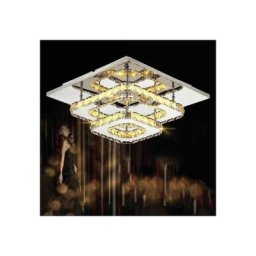 Plafonnier en Cristal 30CM Miroir Acier Inoxydable Moderne led Double-pont Luminaire Lustre