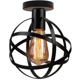 E27 Plafonnier Industrielle Vintage forme Cage Métal Edison pour Salon Chambre Cuisine - Noir