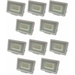 Lot de 10 Projecteurs led 10W (50W) Blanc Étanche IP65 800lm - Blanc Chaud 2700K