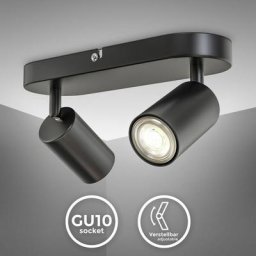 B.K.Licht I Lampe à 2 flammes I pivotante I tournante I GU10 I noir-mat I sans ampoule