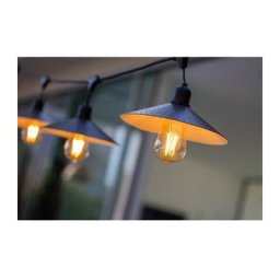 Guirlande lumineuse extérieur avec abat-jour en acier style vintage 10 ampoules à filament douille