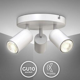 I Lampe à 3 flammes ronde i pivotante i rotative i GU10 i blanc mat i sans ampoule - B.k.licht