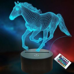 Veilleuses de cheval, lampe d'illusion de cheval 3D avec télécommande 16 couleurs/fonction de