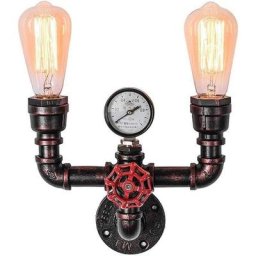 Appliques Murales Industrielle Rustique Tuyau D'eau Eclairage E27 Luminaires 2 Lampe pour Cafe Bar
