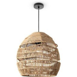 Paco Home - Suspension Salon Boho Lampes En Osier Rotin Lampe Suspendue Beige (Ø31 cm), Lampe à