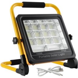 Projecteur portatif Projecteur de chantier led 100W Portable Lampe de travail solaire de camping