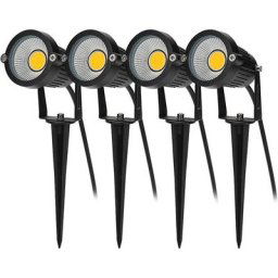 4PCS Éclairage Extérieur à Piquer cob 5W 220V IP65 Étanche Orientable Projecteur Spot Led Lampe de