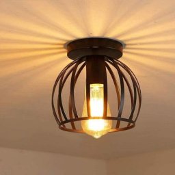 Plafonnier vintage industrielle design forme cage lampe de plafond métal luminaire pour Salon