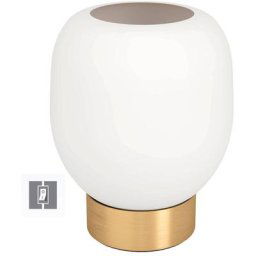 Eglo - Lampe de table Manzanares Glass Opal-Matt White E27 1x40W h: 18cm Ø14.5 cm avec interrupteur