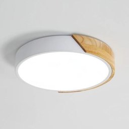 LED Plafonniers, Luminaire Moderne Blanc Plafonnier En Bois, Plafonnier Rond En Bois, 24W, Ø30cm,