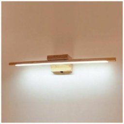 Lampe de Miroir Salle de Bain Bois Avec Interrupteur Moderne led Applique Murale Intérieure IP44