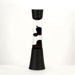 Licht-erlebnisse - Lampe à lave sandro au design rétro noir avec liquide clair et cire noire H:39