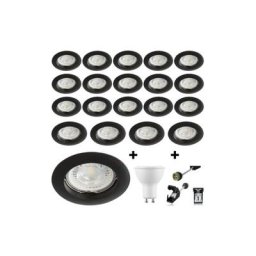Lot de 20 spots Led GU10 encastrables noirs Led 6W rendu 50W 120 blanc chaud.