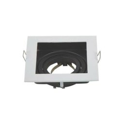 Support Spot Encastrable GU10 Orientable Carré Blanc/Noir