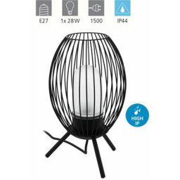 Eglo - Lampe de table Fusignano Noir h: 41cm ø: 26.5cm avec câble + prise IP44