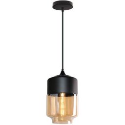 Suspension Design Style Retro Vintage Contemporain Couleur Fumé , Lustre Abat-jour en Verre Corde