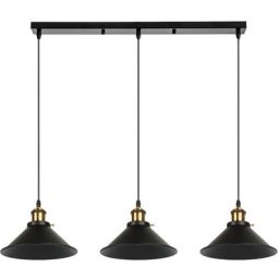 Dyhf - 3 pcs Rétro Lustre Suspension Industrielle E27 Noir Plafonnier Luminaire Ajustable Salle à
