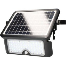 Support mural solaire 10w 1150lm rechargeable. capteur de présence (2-8m) couleur noire 27,5x19,6cm