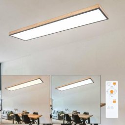 Plafonnier LED télécommande plafonnier lumière en bois lampe de salon CCT, veilleuse, aluminium