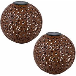 Lampe Solaire Boule d'Extérieur Décoration Jardin Solaire Lampe Solaire Rouille Piquet de Sol,