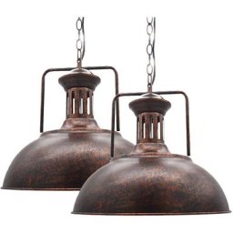 Lot de 2 Suspension Luminaire Industrielle 33cm E27 Câble Réglable Rouille pour Salle à Manger,