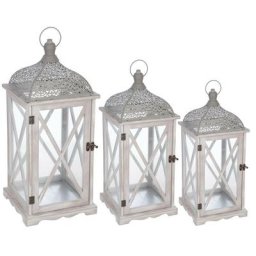 Lot de 3 lanternes cut folkdream Atmosphera créateur d'intérieur - Bois clair