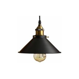 Stoex - Vintage Lustre Suspension industrielle Lampe de Plafond 22cm Abat-Jour E27 Noir