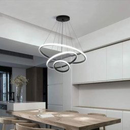 Aiskdan - Lampe à suspension au plafond Cercle noir 3 anneaux 76 w Plafonniers à led en aluminium