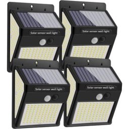 Lampe Solaire Extérieur, 220 led [4 Pack] Lumière Solaire IP65 Etanche Projecteur led Extérieur