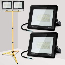 Randaco - Projecteur de chantier led avec trépied IP66 Jardin Projecteur led extérieur Spot 2X100W
