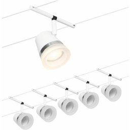 Système de corde Set Cône Blanc Matt, Chrome 5 Spots sans ampoules Max. 5xW GU5,3 dc 60VA