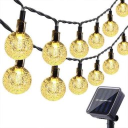 Guirlande lumineuse solaire d'extérieur 30 led en cristal blanc chaud pour extérieur, 8 modes IP65