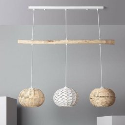 Suspension Rotin et Bois Linfen Naturel - Naturel