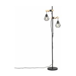 QAZQA chon - Lampadaire avec abat-jour Rustique - 2 lumière - H 155 cm - Noir - Rustique
