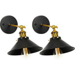 Lot de 2 Applique Murale Industrielle Vintage Design Style RétroLuminaire Métal Rotation à 180