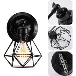 Applique Murale Intérieur Industrielle Réglable, Vintage Abat-jour Cage Dimmable E27 Luminaire