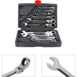 Dyhf - Malette jeu de 12 clés mixtes à cliquet outils garage atelier acier à outils lot jeu clé