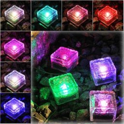 1 pièce】Brique de glace solaire en verre enterrée lumière colorée