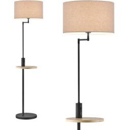 Trio Lighting - Lampadaire étagère avec tablette Claas Noir 60W E27 - Noir