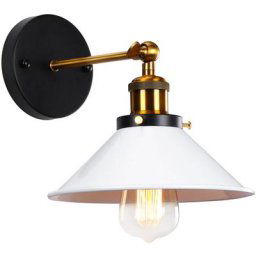Applique Murale Industrielle Vintage Design Style RétroLuminaire Métal Rotation à 180 Degrés - Blanc