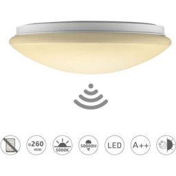 12W Plafonnier led à intensité variable Blanc chaud avec détecteur de mouvement, 6000K-6500K, lampe
