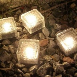 Lot de 4 lampes solaires led au sol pour pavé de verre, éclairage d'extérieur décoratif solaire